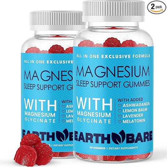 Sleep Gummies with Magnesium Glycinate, Melatonin, Ashwagandha, and Lavender – Extra Strength Sleep Support Gummies, Magnesium and Melatonin Supplement, 120 Count, 2 Month Supply
