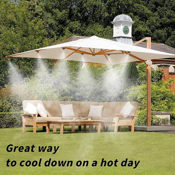 12 Pack Brass Misting Nozzles Outdoor Cooling System with 12 Heavy Duty Misting Nozzle,12 Tees,2 Brass Plugs,2 Black Plugs for Outdoor Cooling system