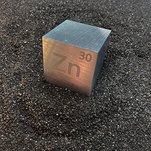 Zinc Cube - Metal Element Cubes - Laser Engraved Density Cube Set for a Periodic Table of Elements Collection - (Zinc, 10mm)