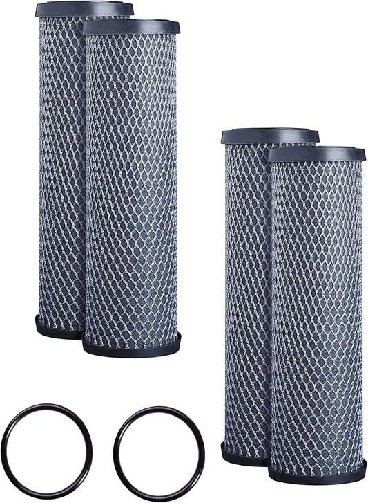 CFS – 4 Pack Carbon Block Water Filter Cartridges Compatible with C-1 WFPFC8002, WFPFC9001, FXWTC, SCWH-5, WHEF-WHWC, WHCF-WHWC, CTO10, T01 Models – Remove Bad Taste & Odor -9.75" x 2.5", White