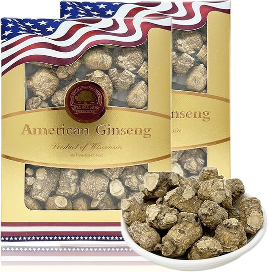 Hand-Selected A Grade Cultivated Wisconsin American Ginseng Roots,Ginseng Pearl 美國威斯康辛州西洋參 花旗參 (Medium Taproot 8 OZ)