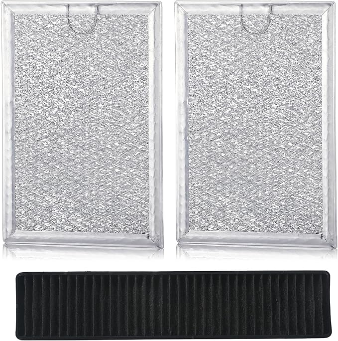 3 Pack Grease Filter & Charcoal Filters Set for Microwave Filter Replacement Combo – Compatible with LG LMV2031ST, LMV2031BD, LMHM2237ST, LMH2235ST & More (5230W1A012B & 5230W1A003A)