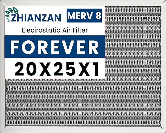 20x25x1 HVAC Furnace Air Filter, Lasts a Lifetime, Washable, the Last HVAC Filter You Will Ever Buy, Healthier Home or Office, Merv 8