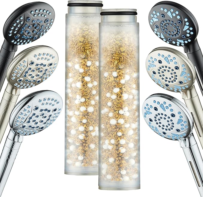 AquaCare 2-pack American KDF Pure Stay-Clean Shower Filter Replacement Cartridge for World's Most Advanced Handheld Shower Heads with Built-in Water Filter and 2-mode Power Wash - Top American Brand