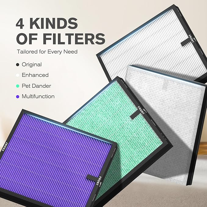 MORENTO Genuine Air Purifier Replacement Filter, True HEPA Filter Compatible with MR5866 for 99.97% Air Pollutants, Odor and Smoke, Pet Dander Version Green 2 Pack