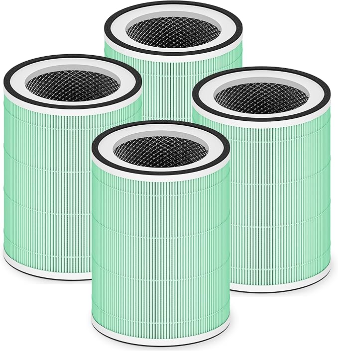 4 Pack Kilo True HEPA Pet Care Filter Replacement Compatible with Afloia Kilo, KILOPLUS, KILOPRO, MIRO, MIRO PRO and MORENTO MR-Kilo, Kalo Air Purifier, 360° 3-Stage Filtration, Green