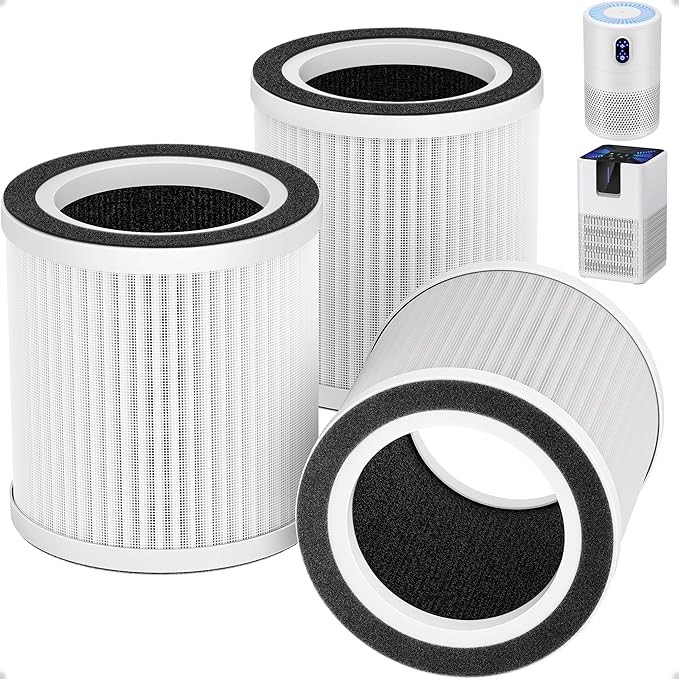B-D02L Replacement Filter Compatible with MOOKA B-D02L/M05, VEWIOR B-D02U, KOIOS B-D02L, Tailulu D10 Air Purifier, for Home Large Room up to 1076 ft², 3 Pack