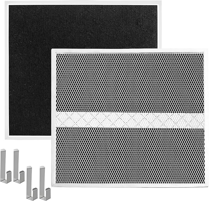 2024 Upgrade S97020466 HPF30 Replacement Charcoal Filter Compatible with Broan-NuTone Non-Ducted Range Hood Grease Filters Type XC 12.9" x 14.8" x 0.1" (Pack 2 with Clips)