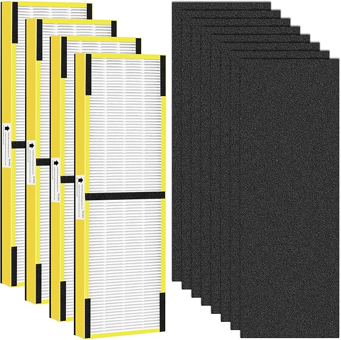 Improvedhand FLT4825 HEPA Filter B Replacement Compatible with G-Guardian Air Purifiers AC4825 AC4825E AC4300 AC4800 AC4900 AC4850,4 True HEPA Filters+8 Carbon Pre-Filters