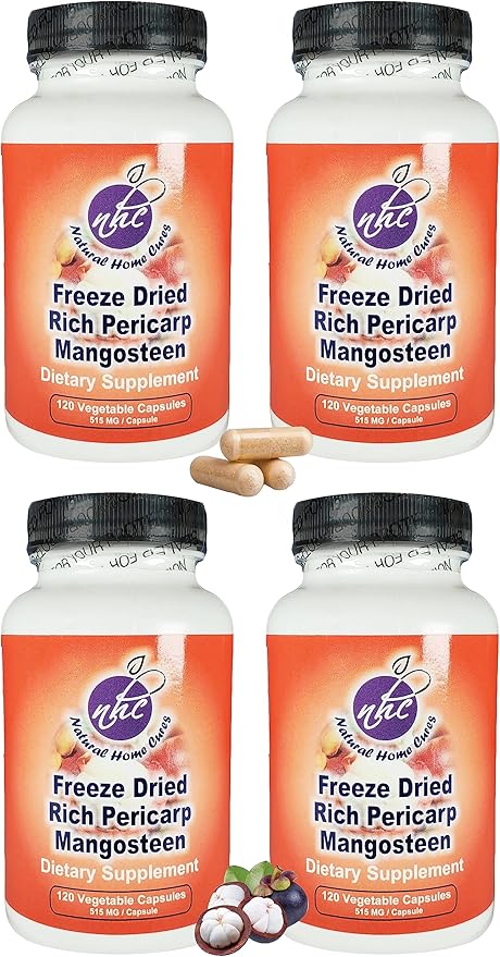 Mangosteen Pericarp Capsules, Freeze Dried, Whole Food, High ORAC, 56+ Potent Mangosteen Xanthones (120 Veggie Capsules) (4)