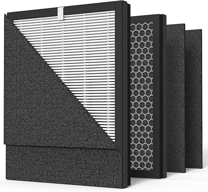 2-pack KJ190L HEPA Filter Replacement Compatible with MOOOKA KJ190L Air Purifier For Home Large Room, 3-stage Filtration, 2* H13 HEPA Filters +4* Washable PreFilters Pet Air Purifier Filters