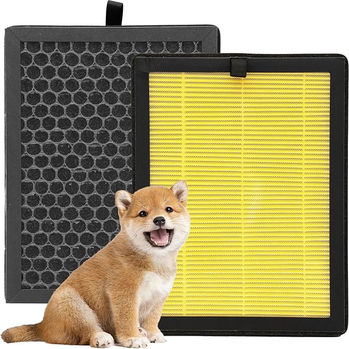 2 Packs ClearAir-A5 Pet Filter Compatible with Vewior ClearAir-A5 A5 Air Cleaner Purifier,3-in-1 Filter of H13 True HEPA+Activated Carbon Filter+Pre-Filter