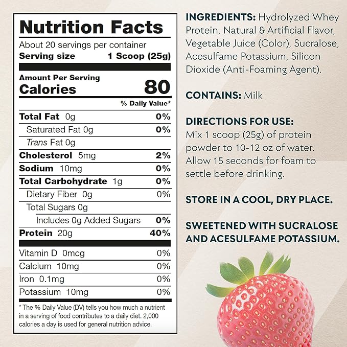Myprotein Clear Whey Isolate Protein Powder, 1.1 Lb (20 Servings) Strawberry, 20g Protein per Serving, Naturally Flavored Drink Mix, Daily Protein Intake for Superior Performance