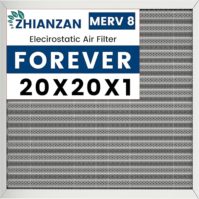 20x20x1 HVAC Furnace Air Filter, Lasts a Lifetime, Washable, the Last HVAC Filter You Will Ever Buy, Healthier Home or Office, Merv 8