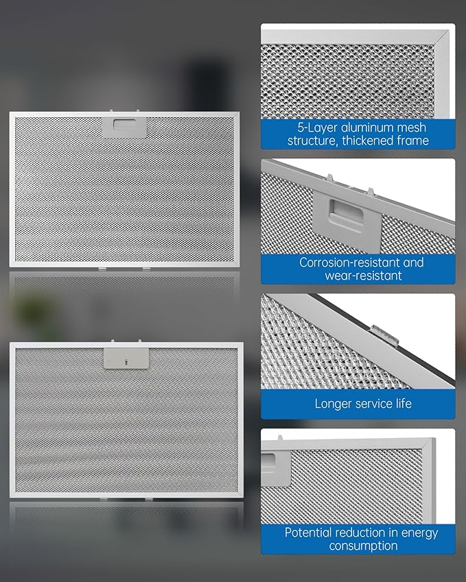 2PCS WB02X11012 Range Hood Grease Filter Compatible with GE JV566H1SS JV566H2SS JV665H1BB JV665H1CC JV665H1WW, Approximately 17-1/2 x 11-5/8 Inches