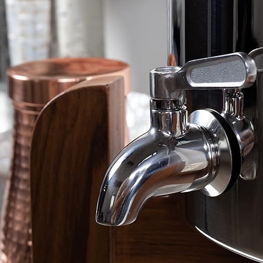 AquaEasy NSF/ANSI 372 Certified Stainless Steel Gravity Water Filter System (2.25 Gallon) 2X Activated Carbon Filter, Stainless Steel Tap and Wooden Stand | Countertop Water Filtration System (Matte)