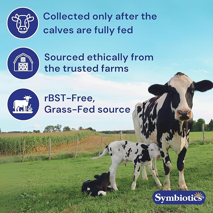 Symbiotics Colostrum 120ct Vegetable Capsules - Immunity Support - Lactoferrin Supplement & Colostrum Protein with Immunoglobulin - 25% lgG Antibodies - Gluten Free