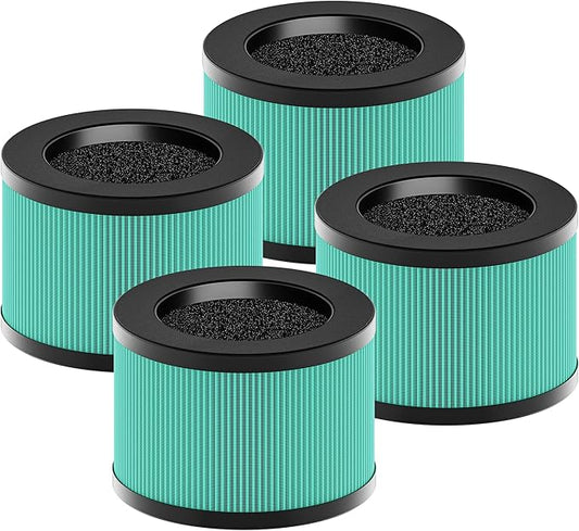 MK01 & MK06 True HEPA Filter Replacement Compatible with Aroeve MK01, MK06, ToLife TZ-K1 and Kloudi DH-JH01 Air Purifier, Pet Dander Version, Green, 4 Pack
