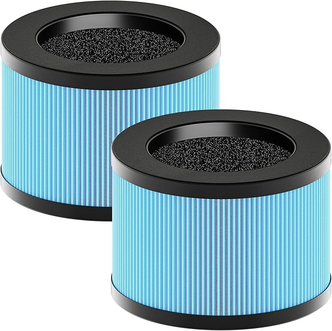 MK01 & MK06 True HEPA Filter Replacement Compatible with Aroeve MK01, MK06, ToLife TZ-K1 and Kloudi DH-JH01 Air Purifier, Standard Version, Blue, 2 Pack