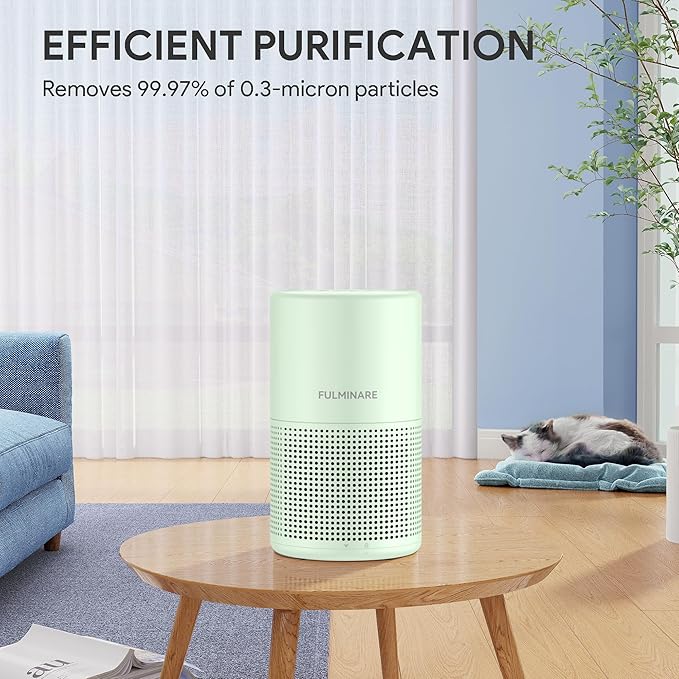 FULMINARE Air Purifiers for Bedroom H13 True HEPA Air Filter, Quiet Air Cleaner With Night Light, Portable Small Air Purifier for Home, Office, Living Room (Green)
