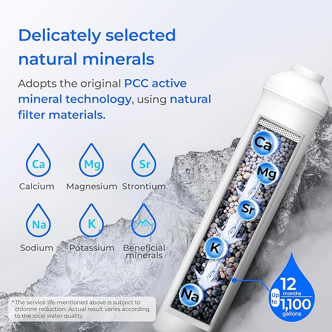 Waterdrop Remineralization Filter WD-MNR35, 1/4" Quick Connect Mineral Filter for Reverse Osmosis System, Restore Essential Minerals for RO System, RO Mineral, Under Sink Water Filtration
