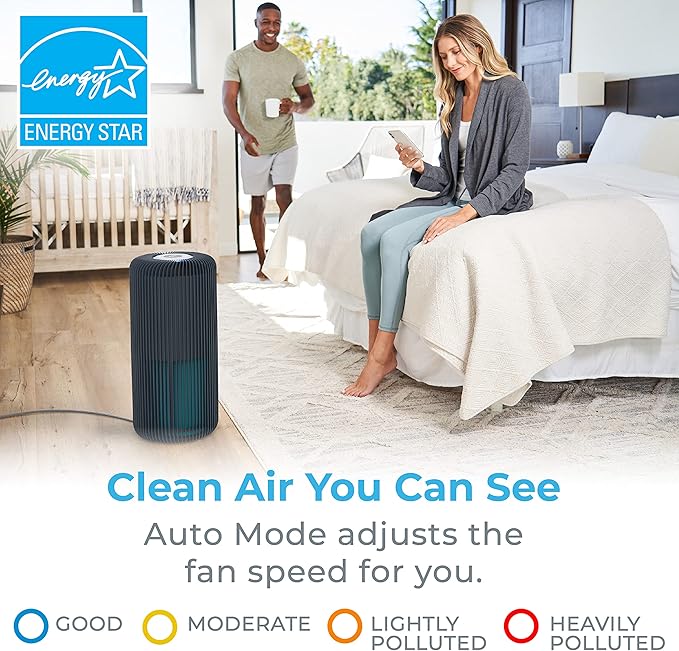 Pure Enrichment PureZone Turbo Smart Air Purifier for Large Rooms (1050 sq. ft. in 30 min.) - Energy Star Rated, 5 Stage Filtration, Smartphone Compatible, Traps Germs, Smoke, & Dust (Graphite)