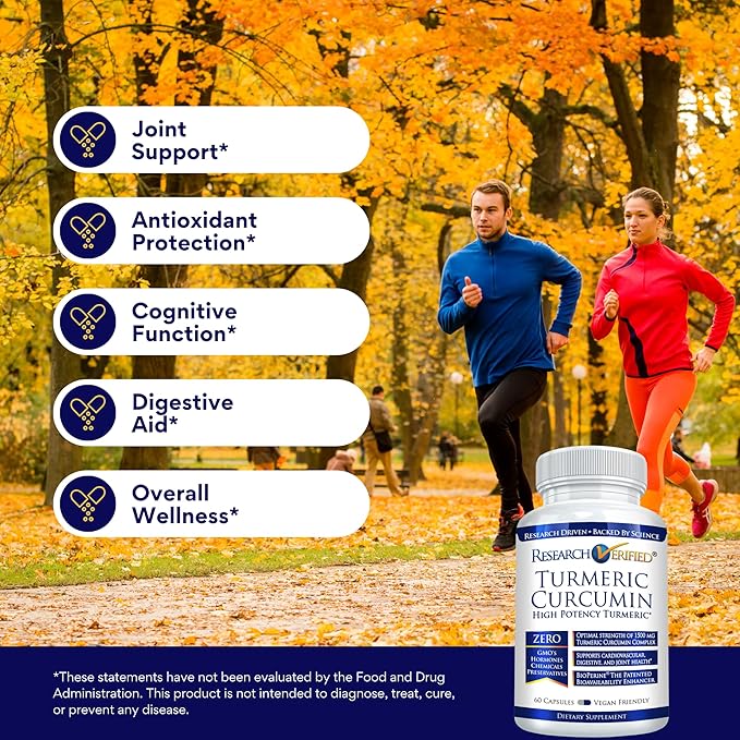 Research Verified Turmeric Curcumin - with BioPerine, Curcumin C3 Complex - Vegan - Made in The USA - 360 Capsules