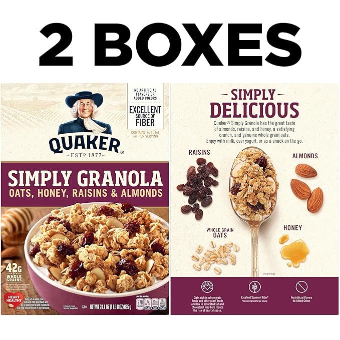 Quaker Simply Granola Honey & Raisin, 24.1 Oz (Pack of 2)