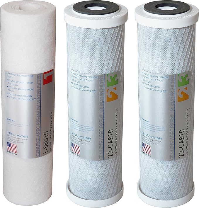 APEC WATER FILTER-MAX90-38 US Made 90 GPD Complete Replacement Set for Ultimate Series Reverse Osmosis Water Filter System with 3/8" D Tubing Quick Dispense, White