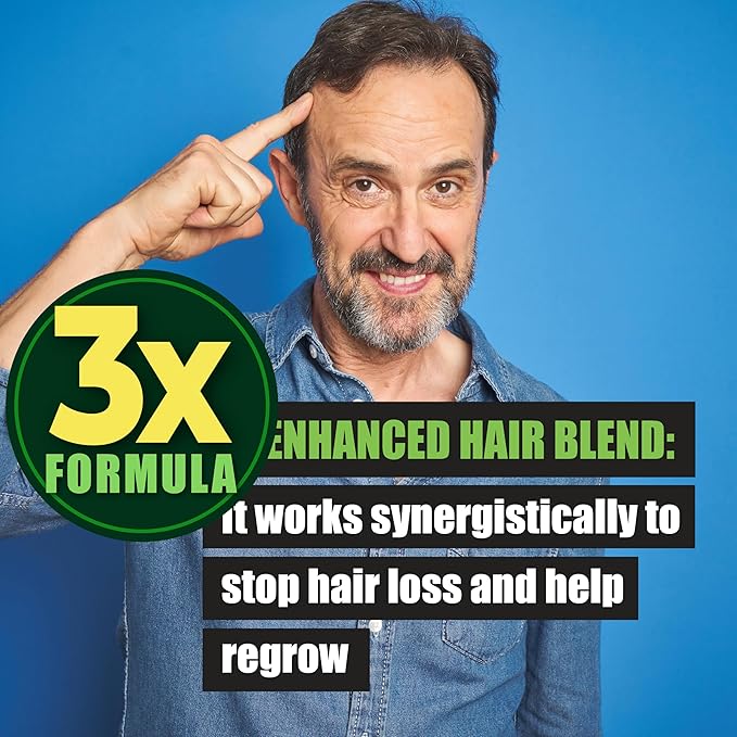 3X Formula Natural Prostate Health Supplements for Men - Saw Palmetto Reduce Nighttime Bathroom Trips + Hair Growth/Hair Loss Prevention, 2-Mons (60 Count (Pack of 1))