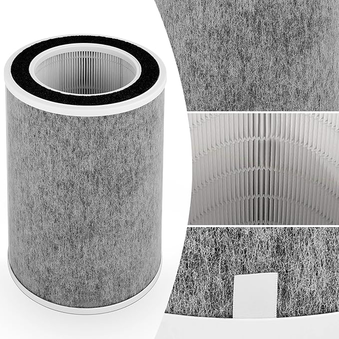 for Shark HP201 HP202 Clean Sense MAX Replacement Filter, Compatible with HP200 HP301 HP302 HC500 HC501 UA205 AP1000 True HEPA Filters,Compare Part HE2FKBASMB HE2FKBAS HE2FKPET HE2FKPRO,1 Pack Gray