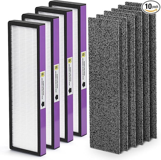 FLT4850PT HEPA Filter B Replacement Compatible with Guardian Technologies Filter B for Models AC4850PT, AC4825, AC4300BPTCA, CDAP4500BCA, AC4820, AC4900 and More, 4x H13 HEPA + 6x Pre-Filters