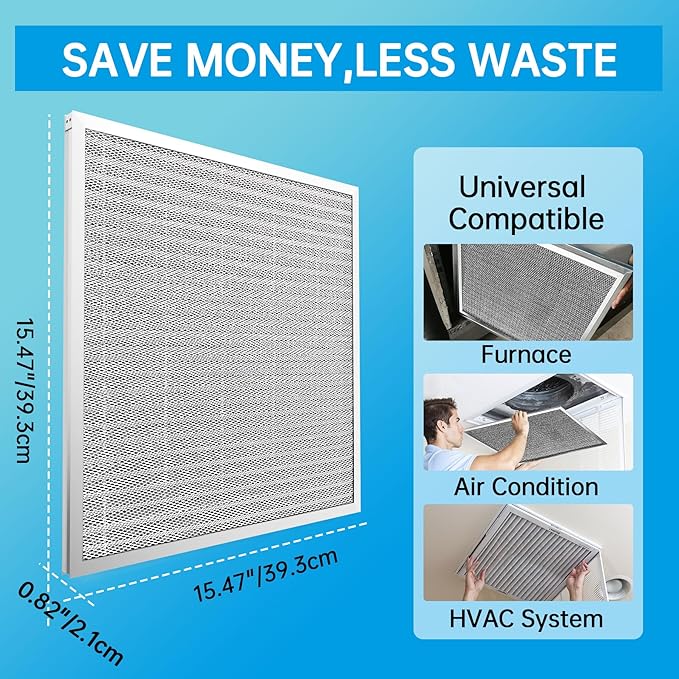 UBeesize 16x16x1 Reusable Electrostatic Air Filter HVAC AC Furnace Filter,MERV 8, Washable, Lasts a Lifetime,Permanent Air Filter,Breathe Fresher,Home And Office(Actual Size:15.47x15.47x0.82 Inch)