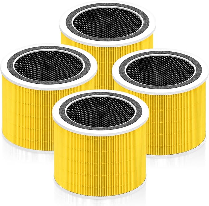Core 200S Pet Care Replacement Filter Compatible with LEVOIT Core 200S and LEVOIT Core 200S Smart WiFi Air Purifier, 3-in-1 H13 True HEPA Activated Carbon Filter, Core 200S-RF, Yellow, 4 Pack