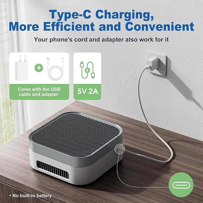 Air Purifier 2 Pack for Bedroom Up to 1200 ft², H13 True HEPA Air Purifier for Pets Dust Dander Pollen Odor Smoke, with New Quiet Wind Wheel System, for Desk/Car/Travel