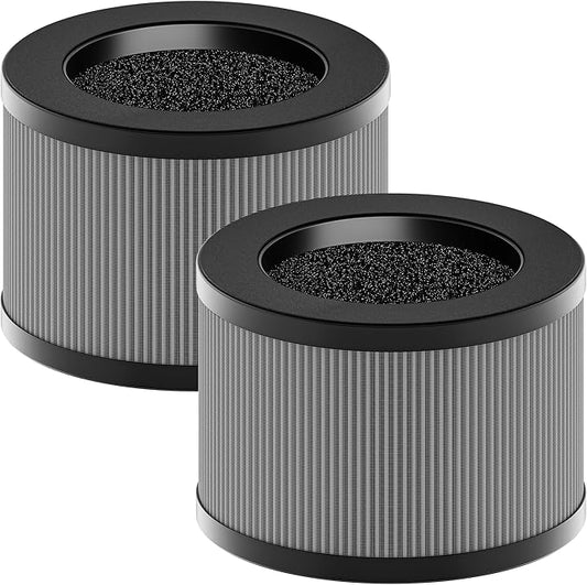 MK01 & MK06 True HEPA Filter Replacement Compatible with Aroeve MK01, MK06, ToLife TZ-K1 and Kloudi DH-JH01 Air Purifier, Smoke Remover Version, Grey, 2 Pack