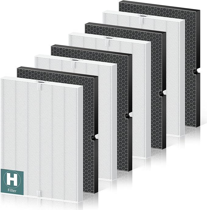 116130 Replacement Filter H for Winix 5500-2 AM80 Plasmawave Air Purifier, True HEPA Filter and Activated Carbon Filter Combo Pack, 4 Set
