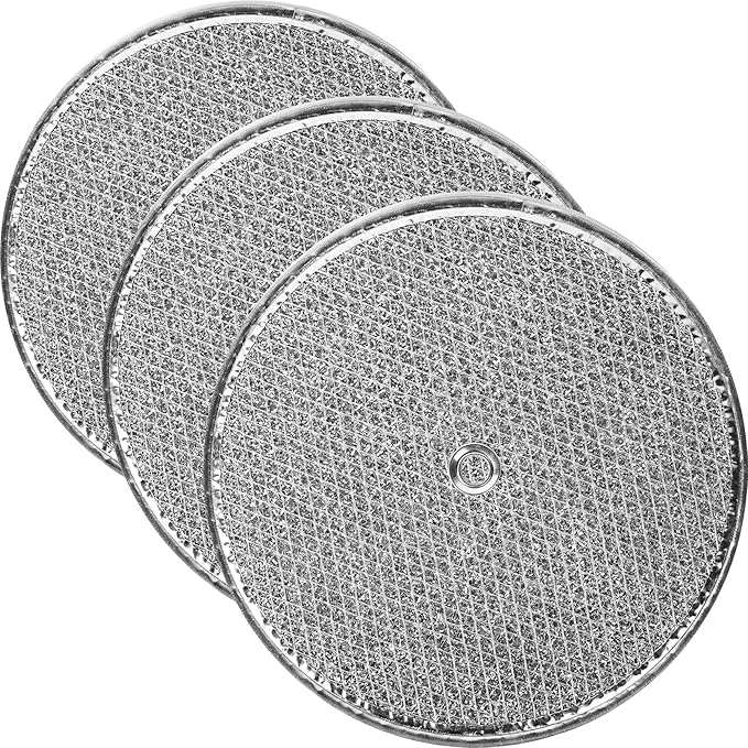 (3-Pack) Calvana 9-1/2" Round x 3/32" Aluminum Grease Filters with Center Hole, Range Hood Filter, Kitchen Exhaust Fan Filters Replacement