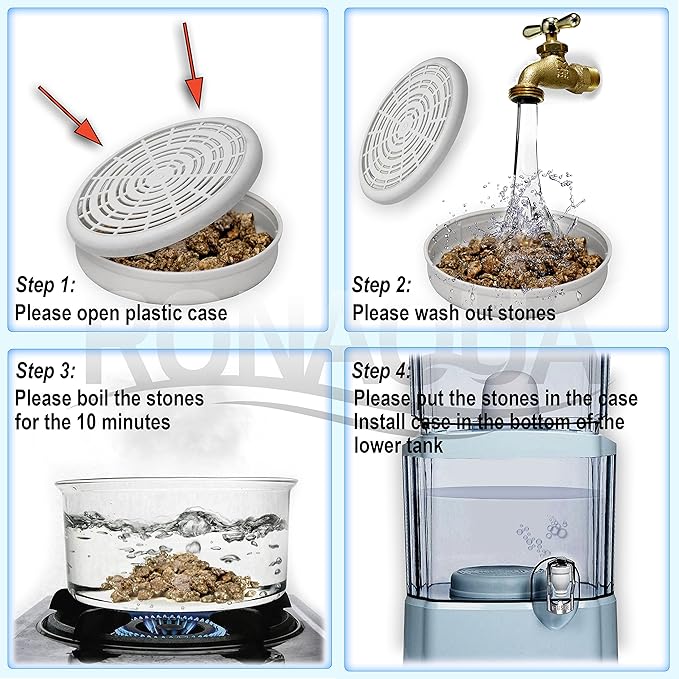 Alkaline Mineral Stone Case Replacement for Water Filter Systems WELL-MATCHED with MS-1, TWS-01 and AQ-107 Filters (Set of 3)