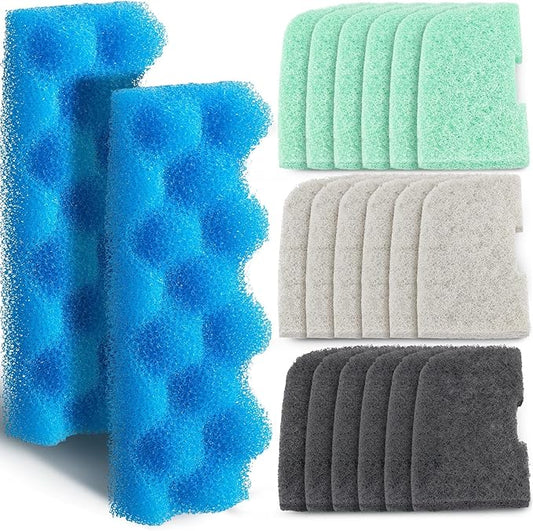 20 Pcs Aquarium Filters Replacement Filter Media Kits Compatible with Fluval 306/307, Including 2 Biological Foams, 6 Ammonia / 6 Phosphate / 6 Nitrite Remover
