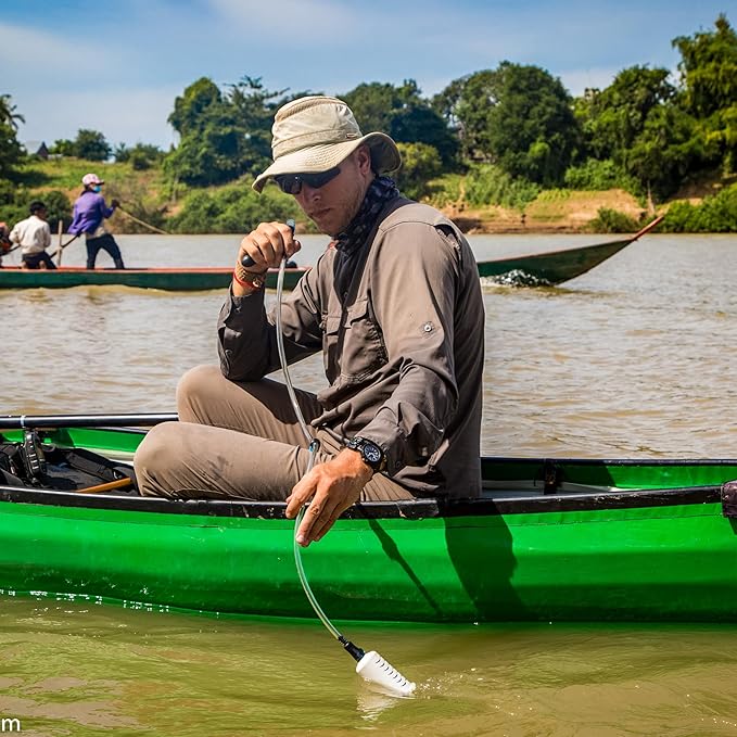 Water Filter Straw, Water Purifier, Ultralight Backpacking Water Filter, Hiking, Camping, Survival, Travel, 2’ Tubing extends to 4’, Purifies 250 Gal