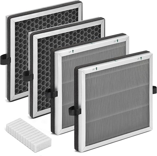 JF 180 Replacement Filter Compatible with Jafanda Air Puri-fier Filter JF180, 3-Stage Filtration with H13 HEPA and Activated Carbon 2-in-1, 2-Set (4 Filters+12 Aroma Pads)