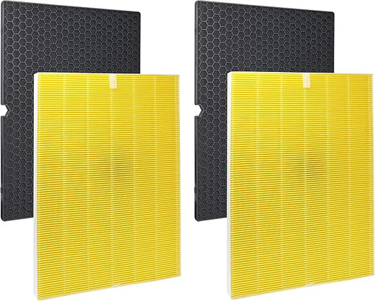 Fette Filter - 116131 H13 True HEPA Replacement Filter I Compatible with Winix Filter I for C555 Air Cleaner Includes 2 HEPA Filters + 2 Washable Enhanced Activated Carbon # 116131