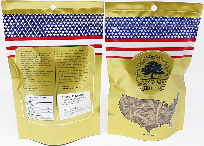 American Ginseng from Wisconsin, American Wisconsin Ginseng Branch Root for Tea 花旗参枝/西洋参枝 Bag Small 4oz/Bag*2