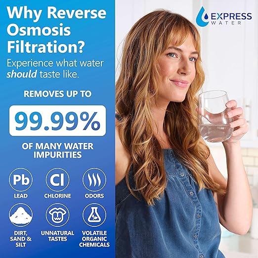 Express Water ROC001ALK pH UV Countertop Reverse Osmosis Water Filter 6 Stage RO System with UV Purifier and pH Remineralization
