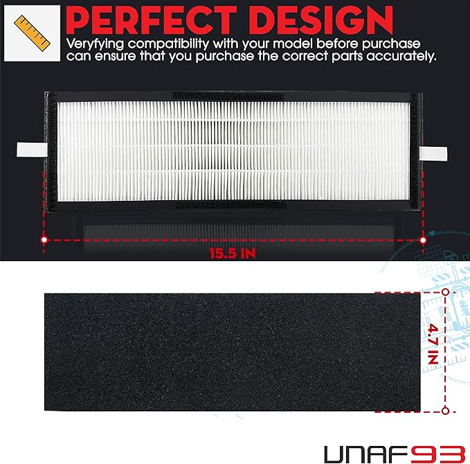 2 Pack HEPA Filter with Carbon Pre-Filter for Alen T500 Air Purifier, TF-60 / TF-60-MP, HEPA 13 / MERV 17, Compatible with Alen T500 Replacement Filter