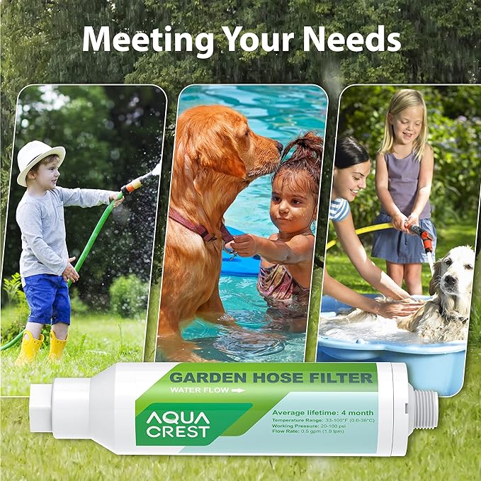 AQUACREST Garden Hose Water Filter for Plants, Greatly Reduces Chlorine, Odor, Improve Plants Health, Ideal for Organic Gardening, Farming and Pets, Pack of 2 (Package May Vary)