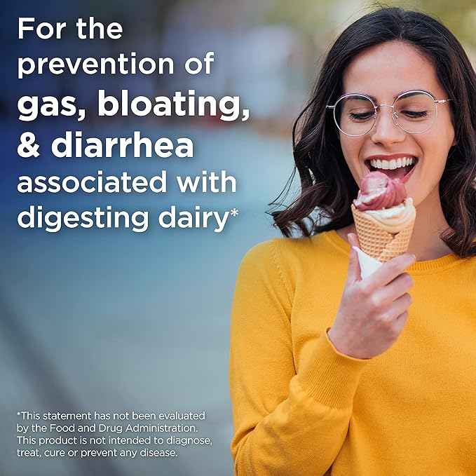 Lactaid Fast Act Lactose Intolerance Relief Chewables with Natural Lactase Enzyme to Prevent Gas, Bloating & Diarrhea Due to Lactose Sensitivity, On-the-Go, Vanilla Twist Flavor, 60 x 1 ct