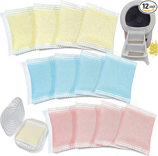 12 Pack Odor Remover Refills Compatible with Whisker OdorTrap Pod, Cat Toilet Odor Eliminates Deodorant for Litter-Robot and Traditional Litter Boxes (4* Jasmine + 4* Rose + 4* Lemon)