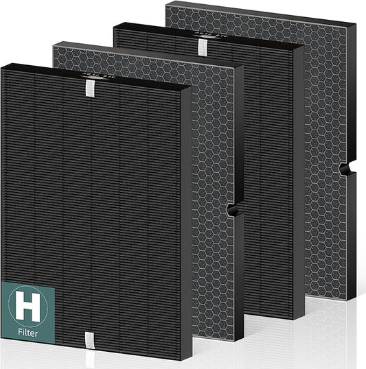 116130 Smoke Remover Replacement Filter H for Winix 5500-2 AM80 Plasmawave Air Purifier, True HEPA Filter and Activated Carbon Filter Combo Pack, 2 Set, Black
